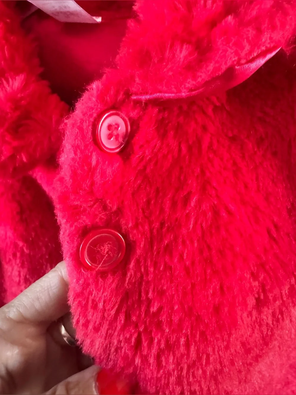 Baby Essentials Plush Red Faux Fur Jacket